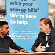 Money and energy adviser funded by British Gas Energy Trust, Rashad Ali, with rapper and mental health campaigner, Professor Green (left to right)