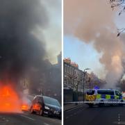 Firefighters tackled a bus on fire in Hackney