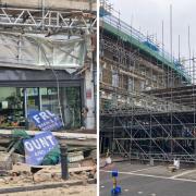 More scaffolding has been erected to support the collapsed building in Stoke Newington High Street