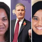 Hackney Councillors Soraya Adejare (left) and Humaira Garasia (right) have signed a letter by the Labour Muslim Network urging leader Keir Starmer (centre) to support the end to hostilities in Gaza. Photos: Hackney Council/PA