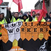 Sanctuary Housing workers picketed the offices of the housing association in Kingsmead Way at the start of the strike
