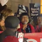 Diane Abbott appeared outside Hackney Town Hall on Friday (March 15)