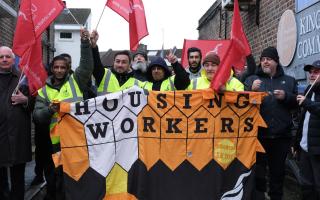 Sanctuary Housing workers picketed the offices of the housing association in Kingsmead Way at the start of the strike